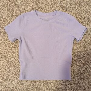 Lavender Stretch Ribbed Cinches Waist Top Size M